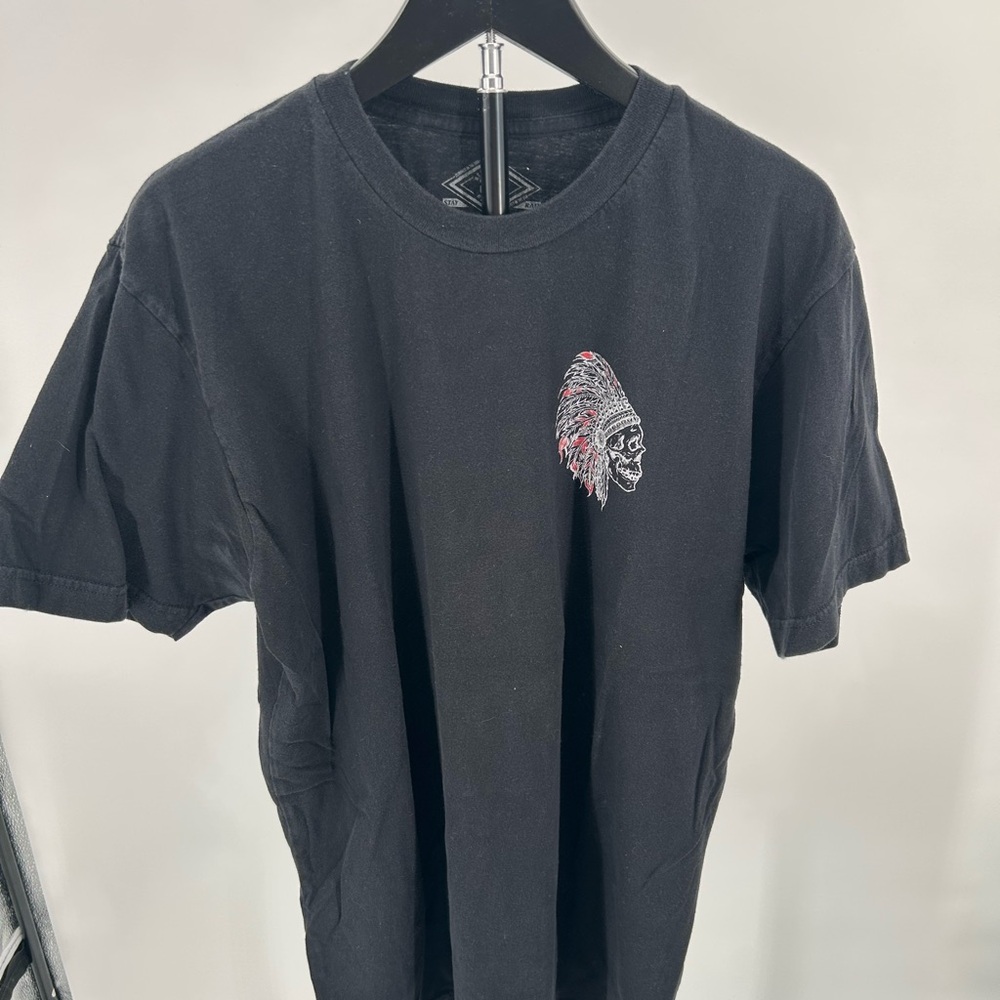 Black Graphic Tee Trustless Tribe Skull Headdress 100% Cotton